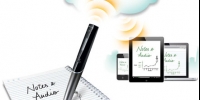 You only need a cable to charge the pen.  Everything else is transmitted wirelessly and automatically.  Using Evernote as the base software means that you have access to your notes on virtually every platform wherever you are.